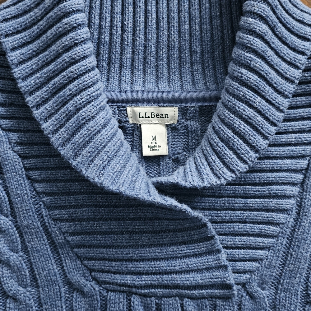 L.L. Bean Blue Ribbed Cardigan - Picture 2 of 4